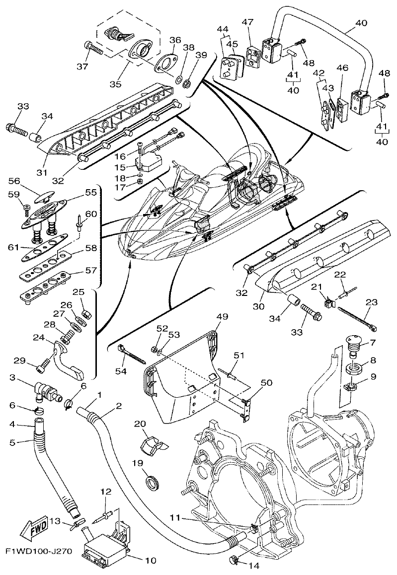 Yamaha F1WM HULL & DECK parts diagram
